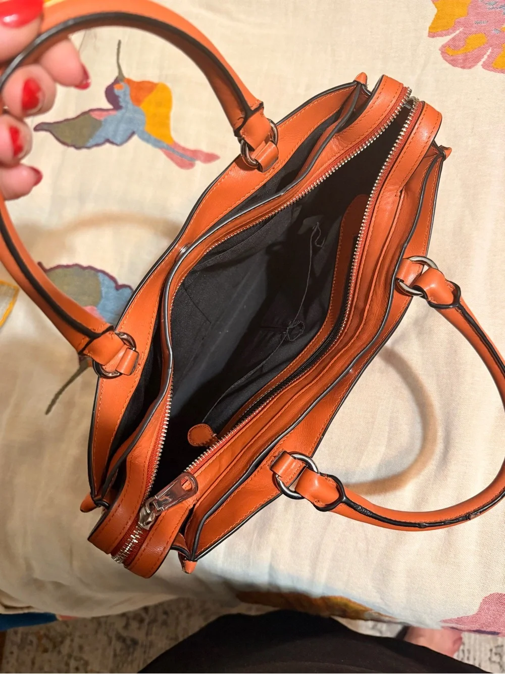Rebecca Minkoff Orange Suede Top-Handle Satchel